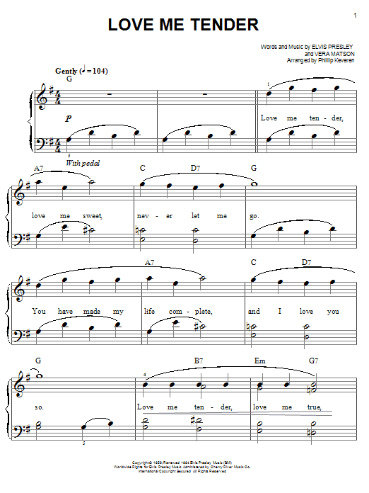 Produktgalerie: Seite 1 von 1 Love Me Tender (arr. Phillip Keveren), Elvis Presley, Klavier