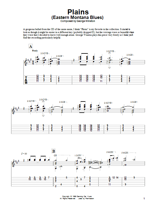 Produktgalerie: Seite 1 von 1 Plains (Eastern Montana Blues), George Winston, Gitarre