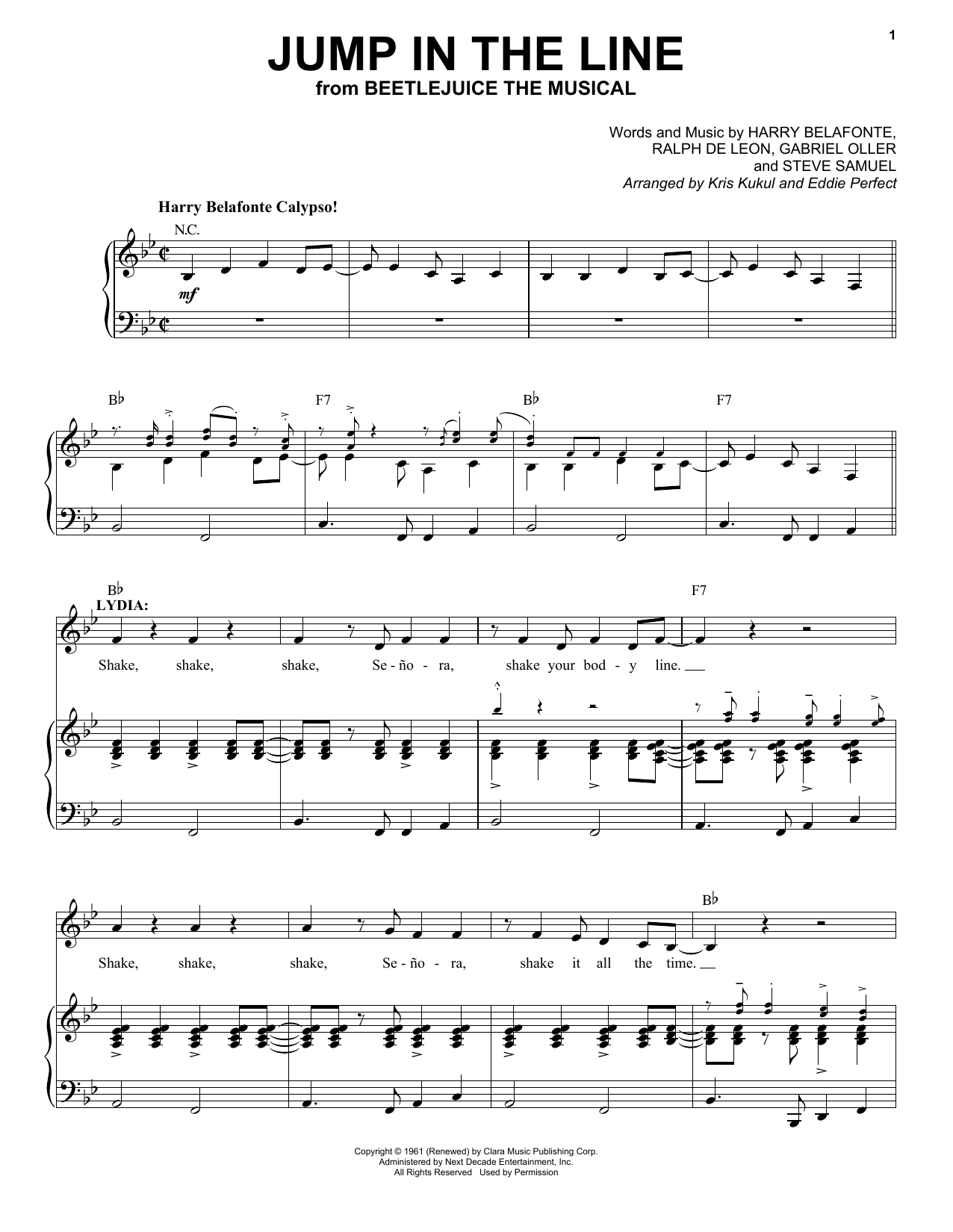 Produktbild zu: Jump In The Line (from Beetlejuice The Musical) (arr. Kris Kulul and Eddie Perfect)