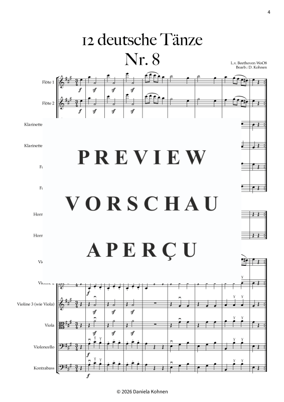 Produktgalerie: Seite 6 von 11 Deutscher Tanz Nr. 8, , Jugendkammerorchester