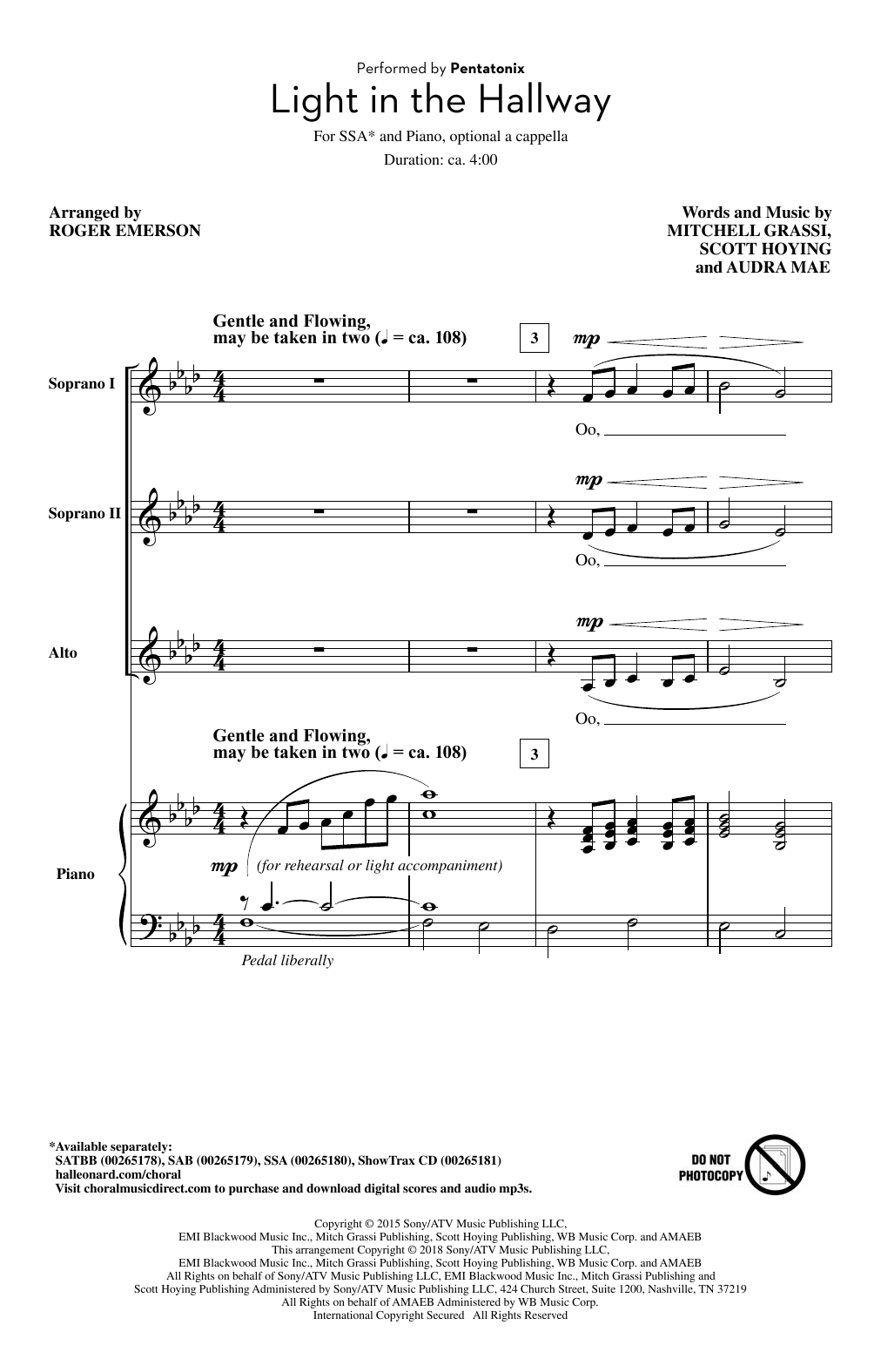 Produktgalerie: Seite 1 von 1 Light In The Hallway (arr. Roger Emerson), Pentatonix, Chor