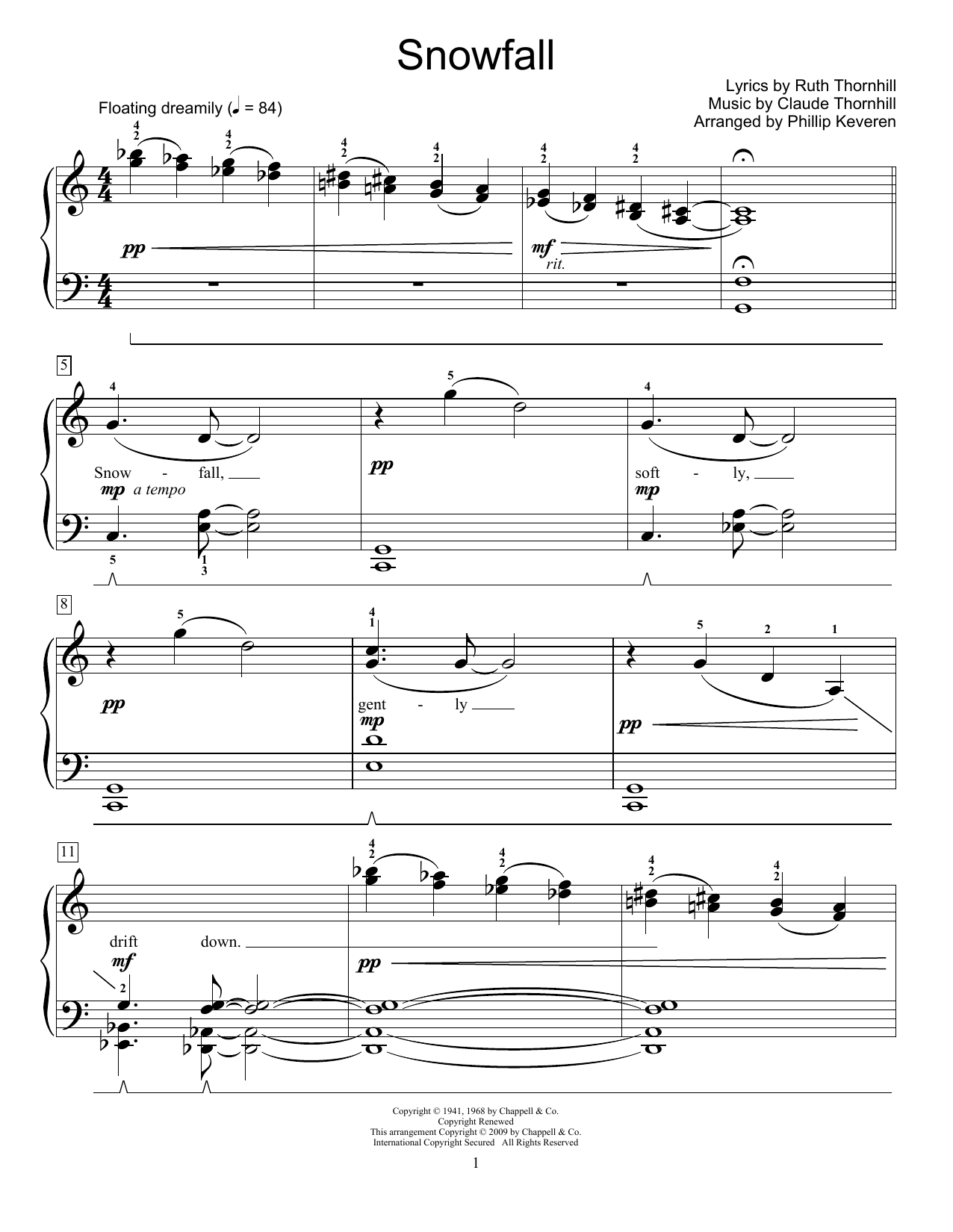 Product gallery: Page 1 of 1 Snowfall (arr. Phillip Keveren), Tony Bennett