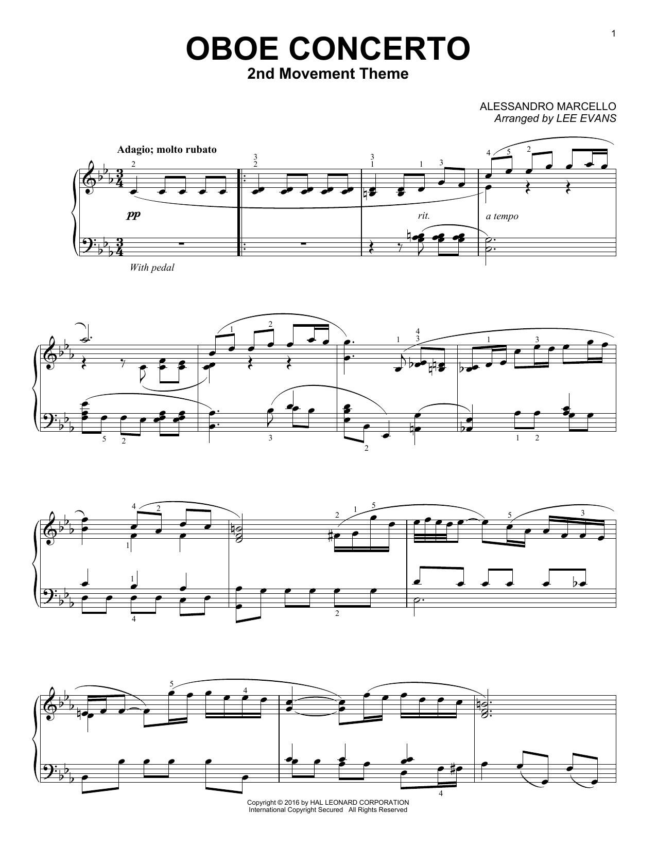 Product picture to: Oboe Concerto In C Minor, 2nd Movement (arr. Lee Evans)