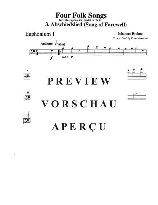 Product gallery: Page 13 of 21 Four Brahms Folk Songs , , (Tuba Quartett EETT)