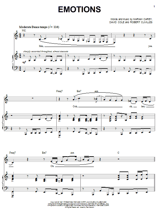 Produktgalerie: Seite 1 von 1 Emotions, Mariah Carey, Gesang, Gitarre, Klavier