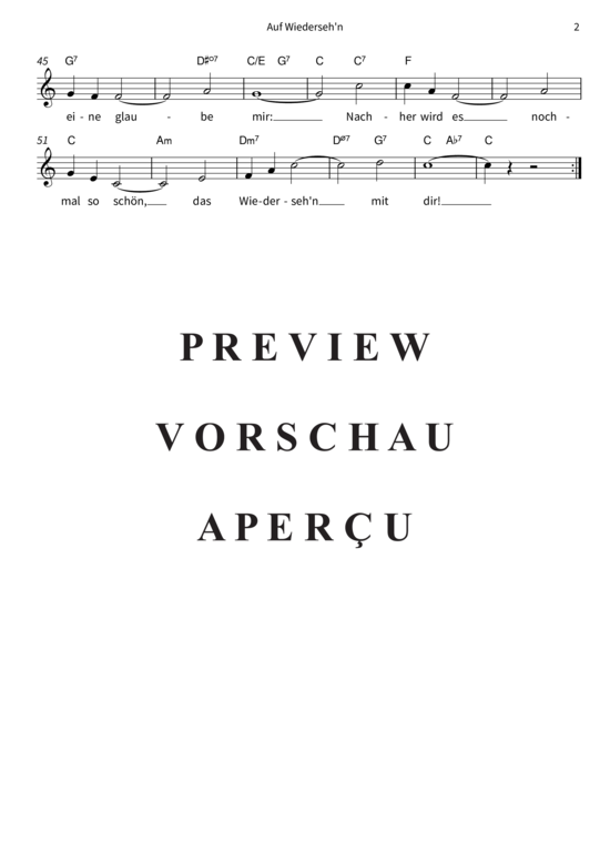 Produktgalerie: Seite 5 von 5 Auf Wiederseh´n (Gesang + Akkorde) , Carol, René, Leadsheet