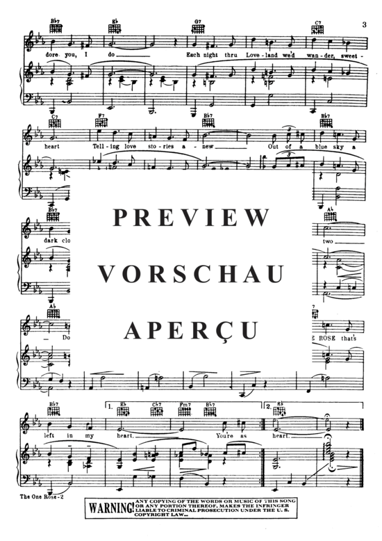 Produktgalerie: Seite 4 von 8 The One Rose (Thats left in my Heart)  (Klavier + Gesang) , Popular Standard, (Klavier und Gesang)