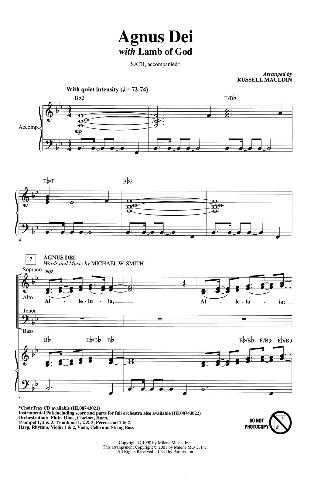 Product picture to: Agnus Dei (with "Lamb Of God") (arr. Russell Mauldin)