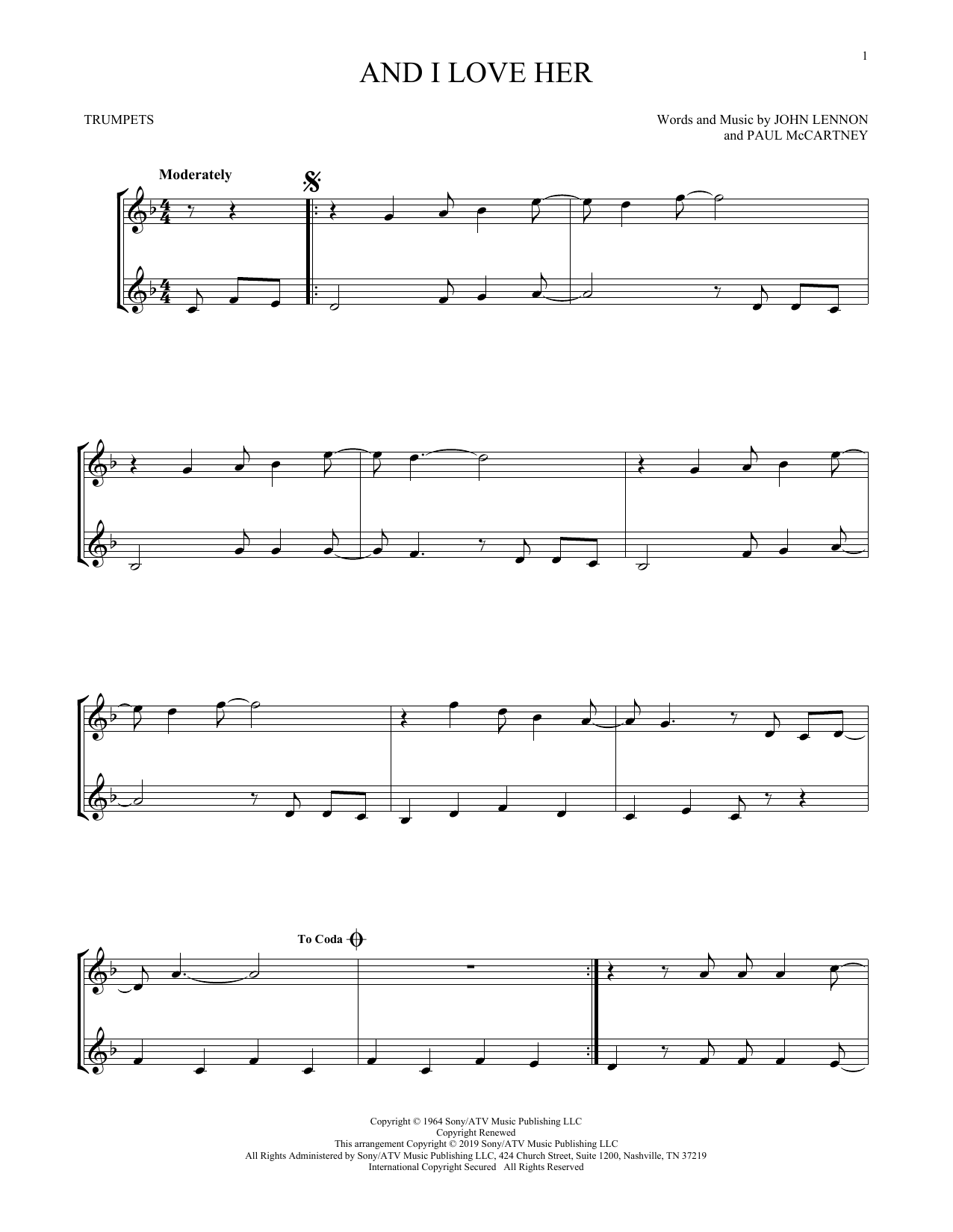 Produktgalerie: Seite 1 von 1 And I Love Her, The Beatles, Trompete