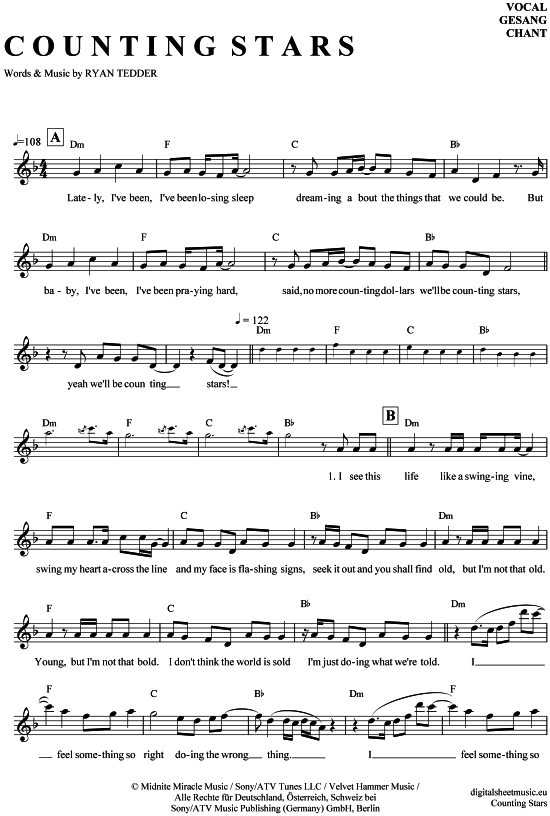 Product gallery: Page 1 of 4 Counting Stars , OneRepublic, (vocals)