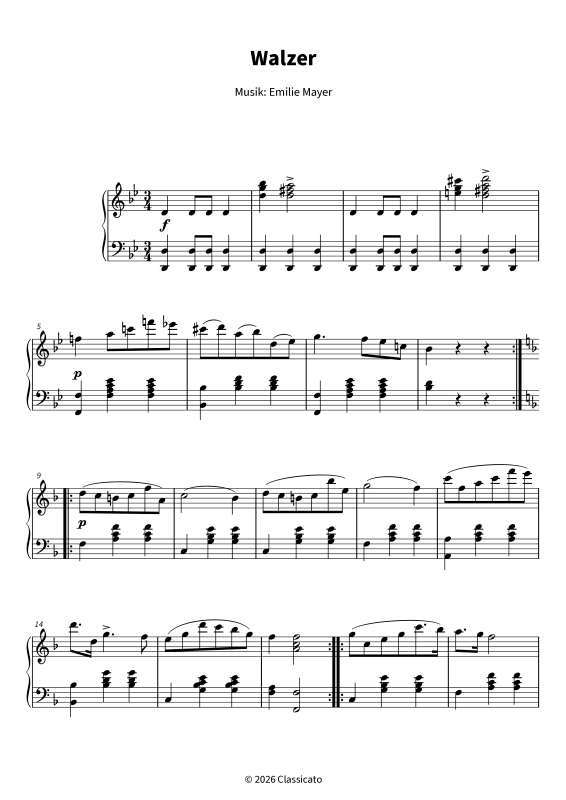 Produktgalerie: Seite 1 von 6 Walzer - Nr. 5 aus den Neun Tänzen für Klavier, , Klavier Solo