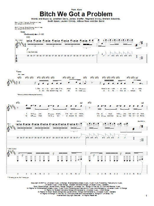 Produktgalerie: Seite 1 von 1 Bitch We Got A Problem, Korn, Gitarre