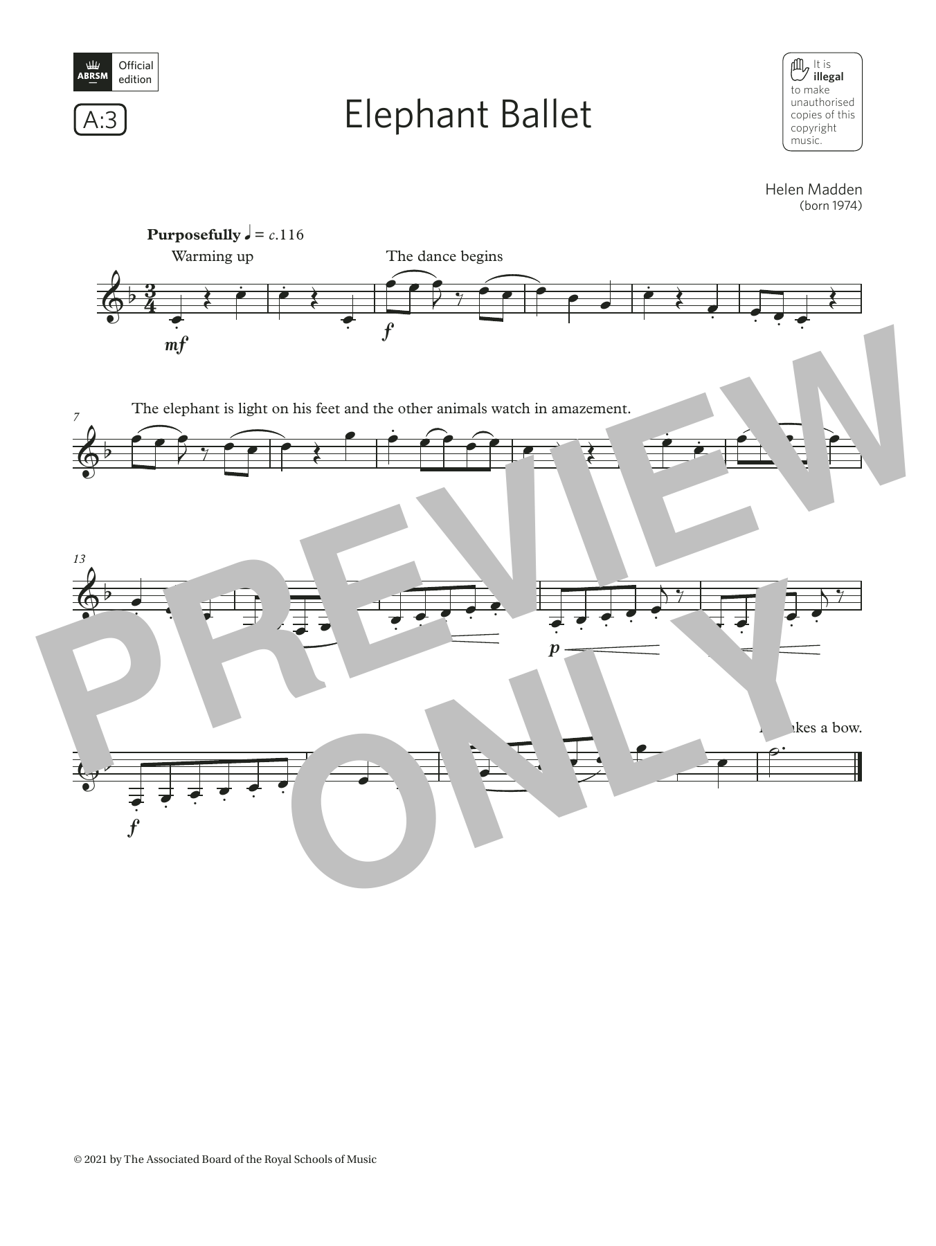 Product gallery: Page 1 of 1 Elephant Ballet (Grade 2 List A3 from the ABRSM Clarinet syllabus from 2022), Helen Madden