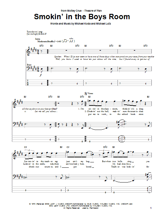 Produktgalerie: Seite 1 von 1 Smokin' In The Boys Room, Motley Crue, E-Bass