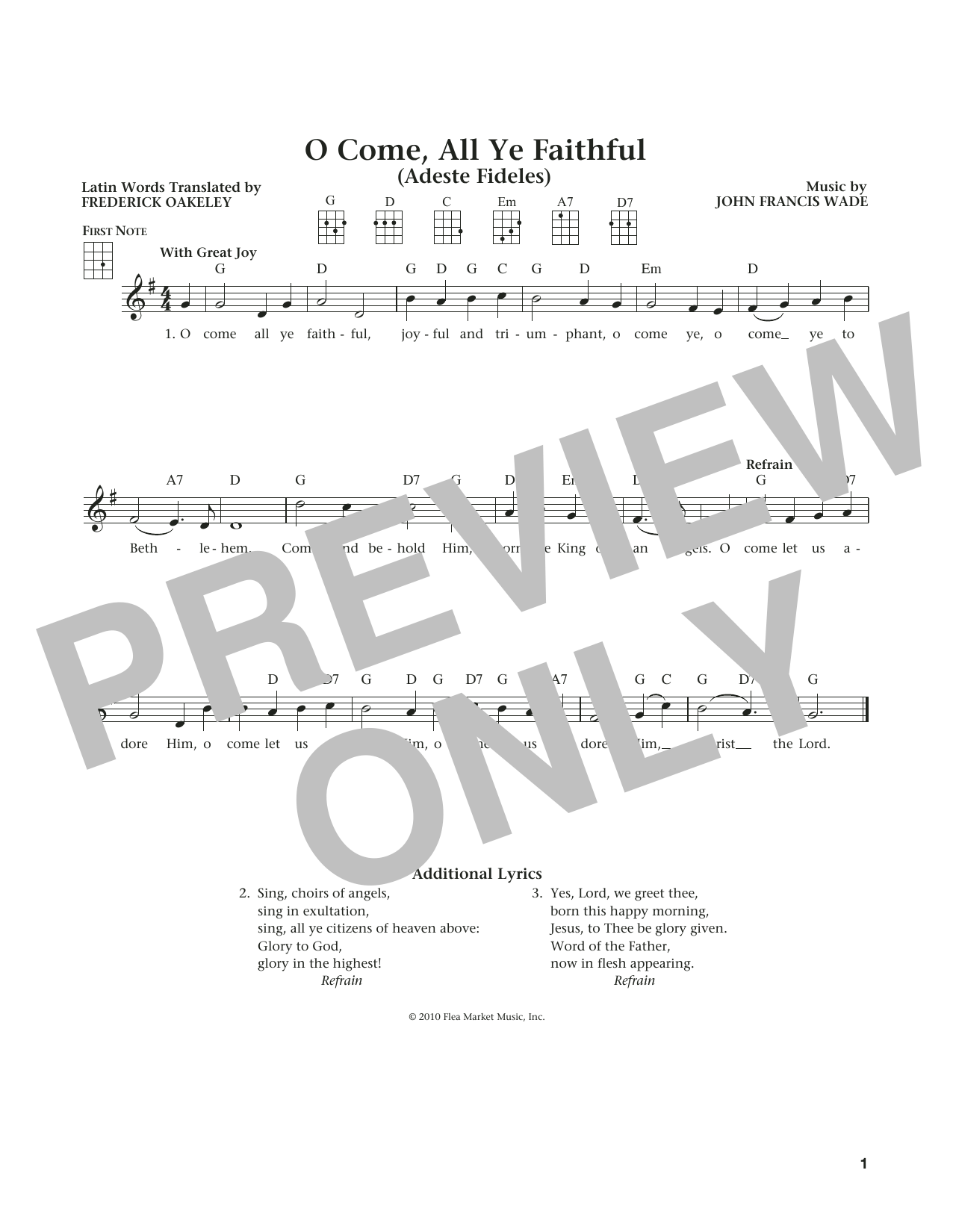 Product gallery: Page 1 of 1 O Come, All Ye Faithful (from The Daily Ukulele) (arr. Liz and Jim Beloff), Frederick Oakeley (English)
