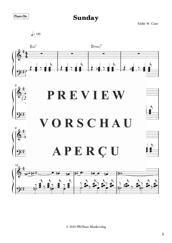 Produktgalerie: Seite 4 von 11 Sunday, , Combo: Zwei Melodiestimmen in C/B/Es, Klavier und Kontrabass