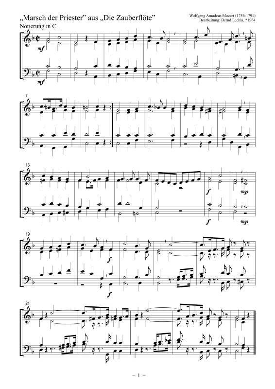 Produktbild zu: Marsch der Priester aus: Die ZauberflöteWolfgang Amadeus Mozart