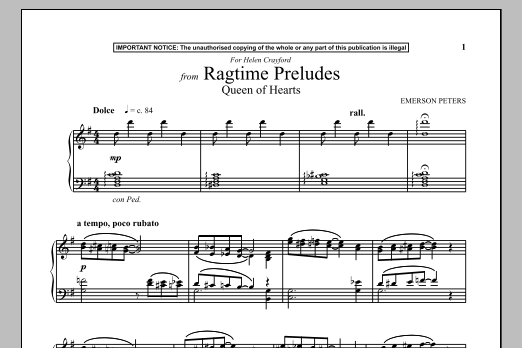 Product gallery: Page 1 of 1 Queen Of Hearts (from Ragtime Preludes), Emerson Peters