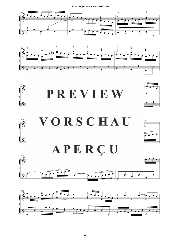 Produktgalerie: Seite 7 von 11 Fuge in A-Moll BWV 944b - Piano Version, , Klavier Solo