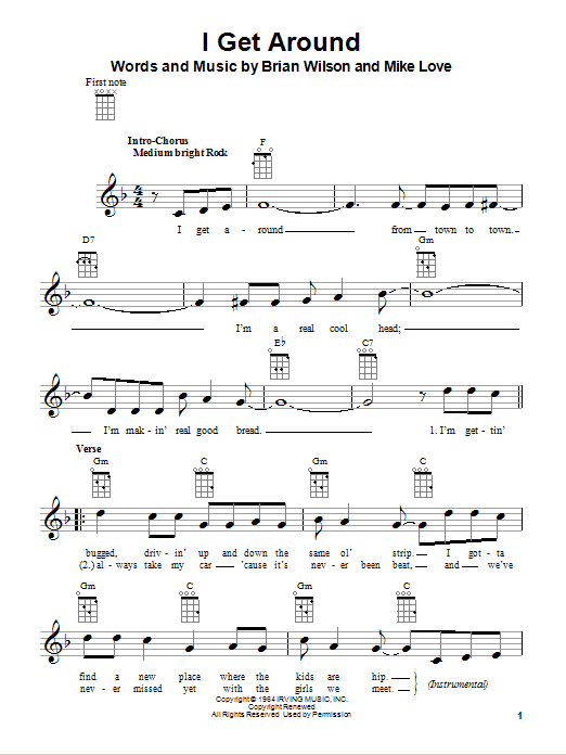 Produktgalerie: Seite 1 von 1 I Get Around, The Beach Boys, Ukulele