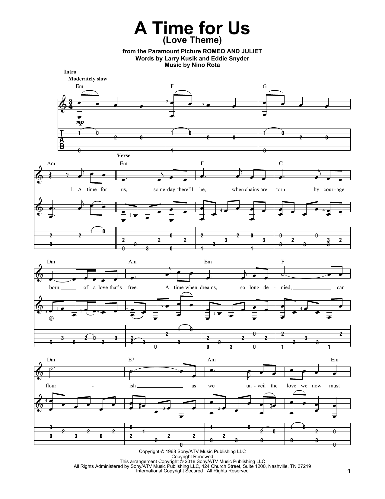 Produktbild zu: A Time For Us (Love Theme)