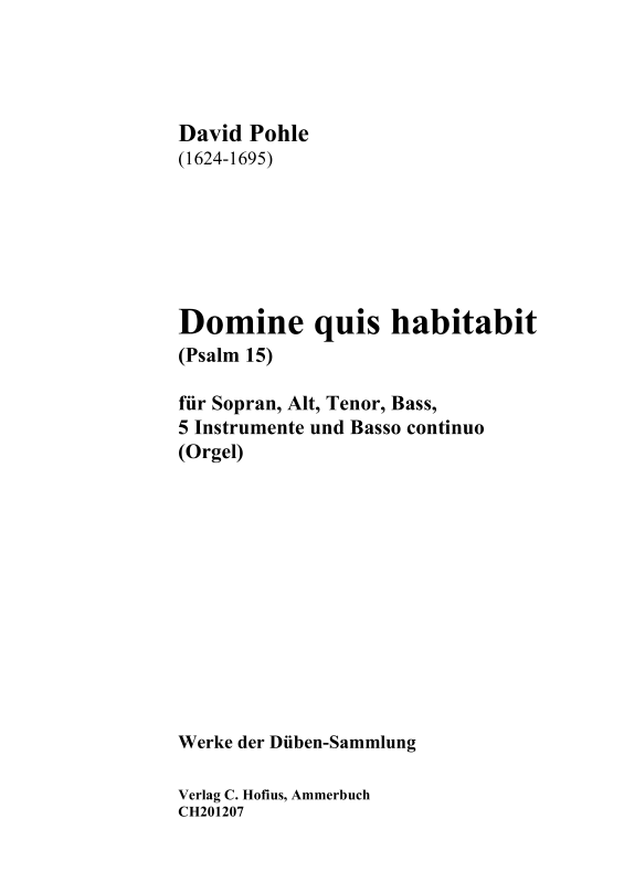 Produktbild zu: Domine quis habitabit (Psalm 15)David Pohle