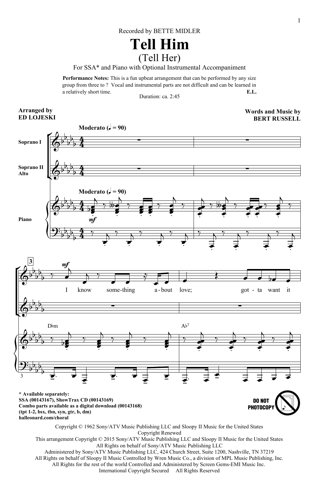 Produktgalerie: Seite 1 von 1 Tell Him (Tell Her), Ed Lojeski, Chor