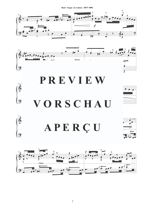 Produktgalerie: Seite 3 von 4 Fuge A-Moll BWV 889b, , Klavier Solo