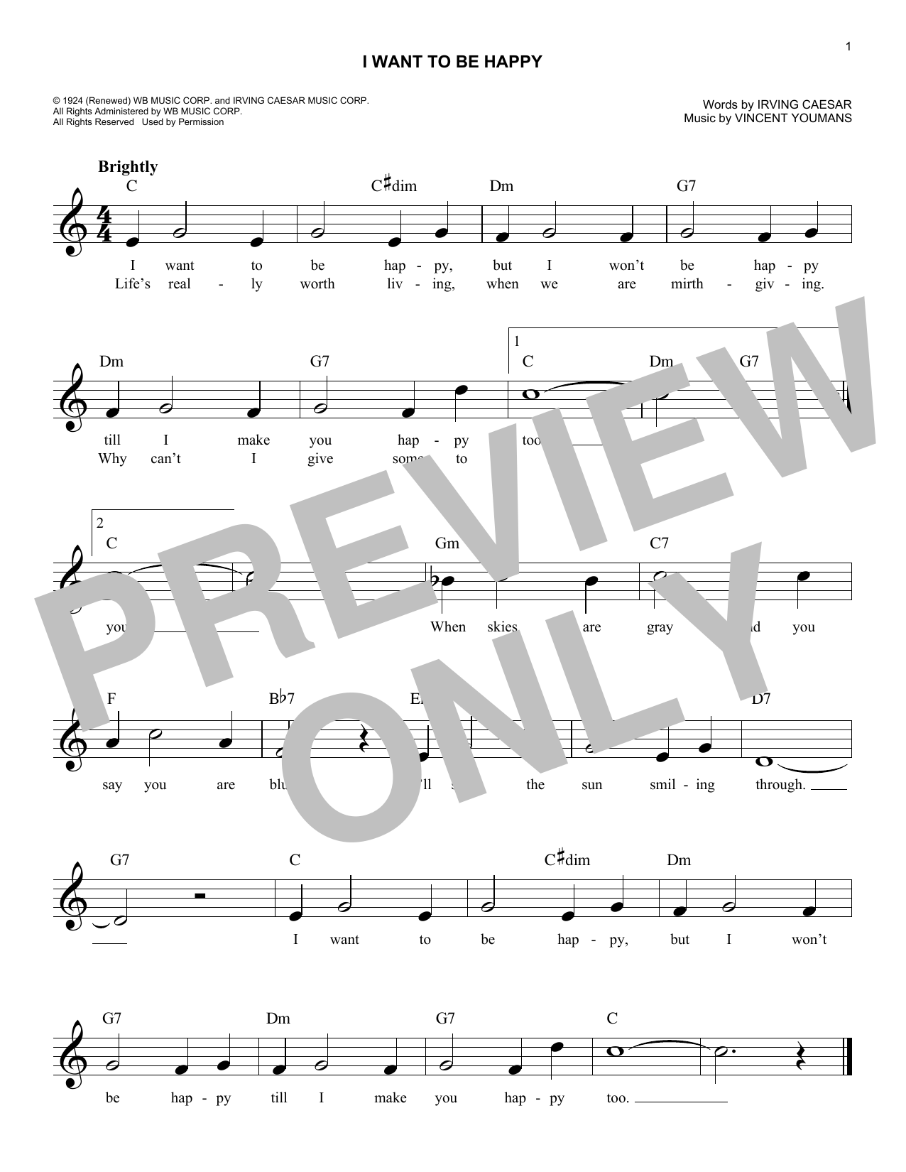 Product gallery: Page 1 of 1 I Want To Be Happy, Irving Caesar