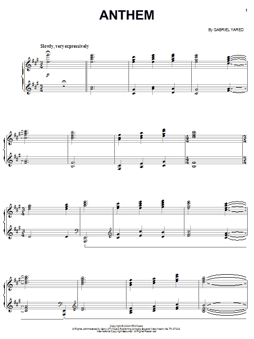 Product gallery: Page 1 of 1 Anthem, Gabriel Yared