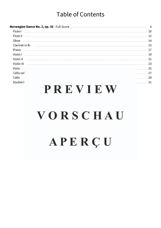 Produktgalerie: Seite 5 von 11 Norwegian Dance No. 2 - Simplified version for youth chamber orchestra in D major with reduced wind scoring, , Jugendkammerorchester