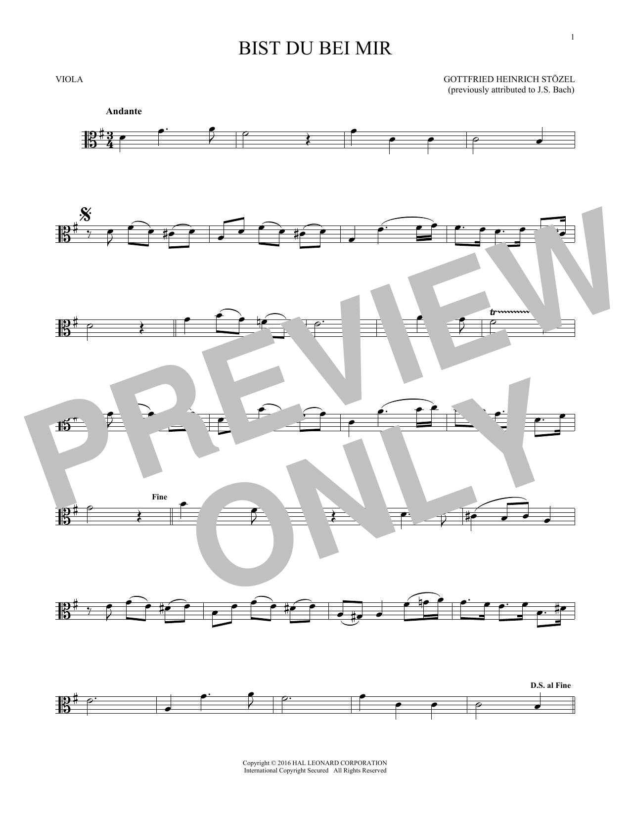 Produktgalerie: Seite 1 von 1 Bist du bei mir (You Are With Me), Johann Sebastian Bach, Viola