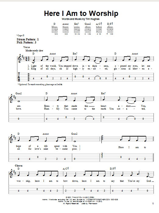 Produktgalerie: Seite 1 von 1 Here I Am To Worship, Tim Hughes, Gitarre