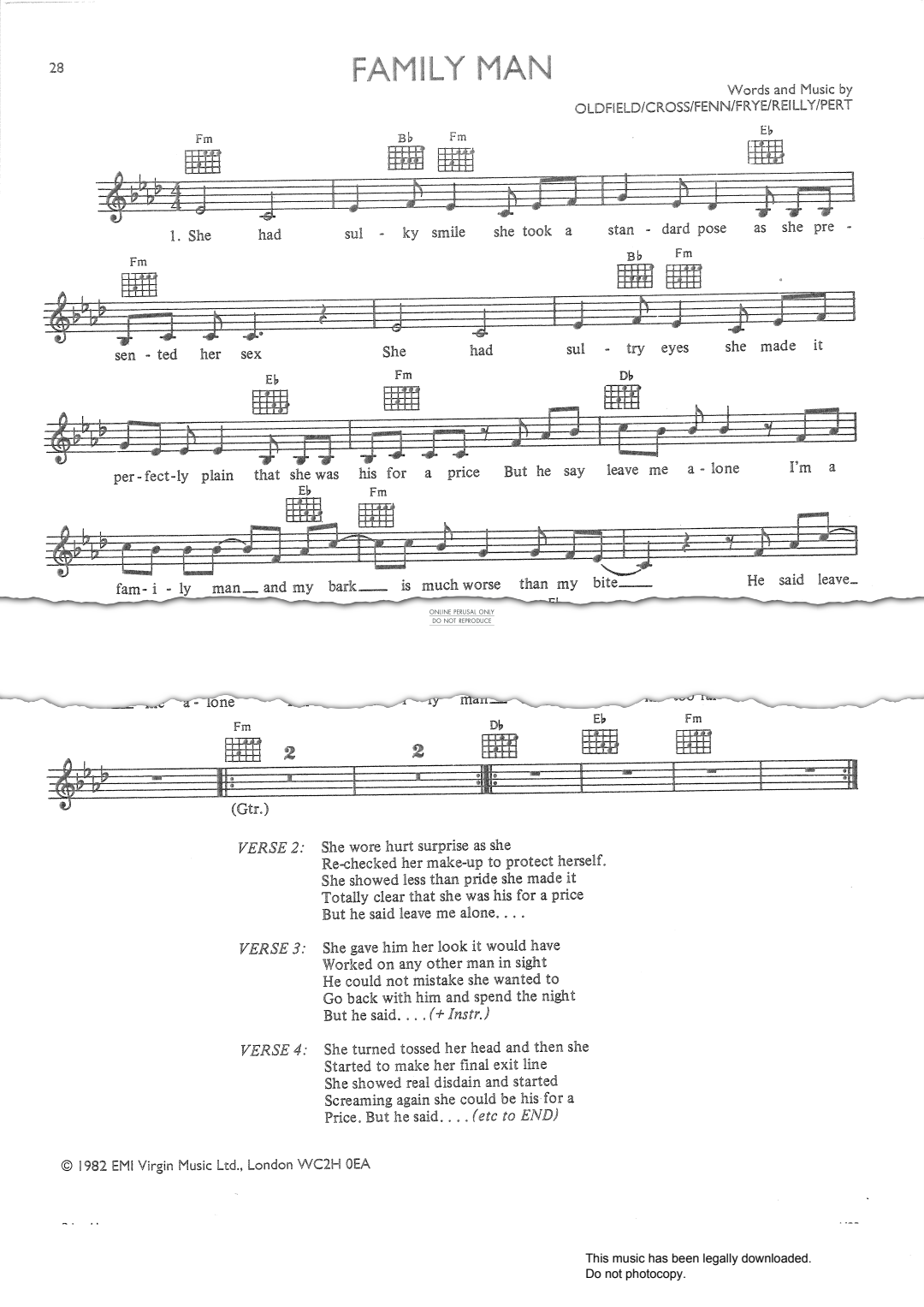 Product gallery: Page 1 of 1 Family Man, Mike Oldfield