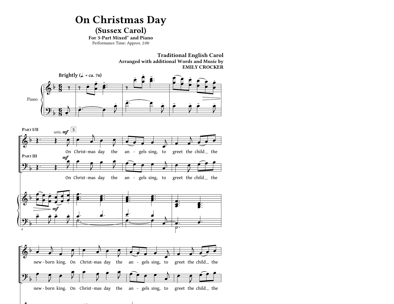 Produktbild zu: On Christmas Day (Sussex Carol)