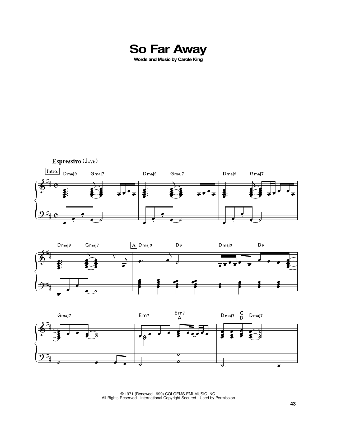 Product picture to:  So Far Away - Carole King