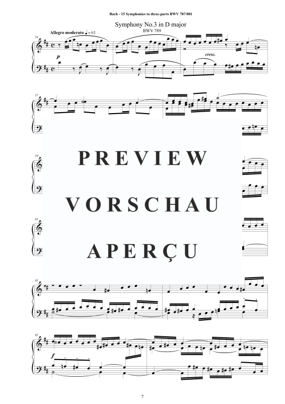 Produktgalerie: Seite 8 von 11 15 Symphonien zu drei Stimmen, , Klavier Solo - aus dem Klavierbüchlein von Wilhelm Friedemann Bach