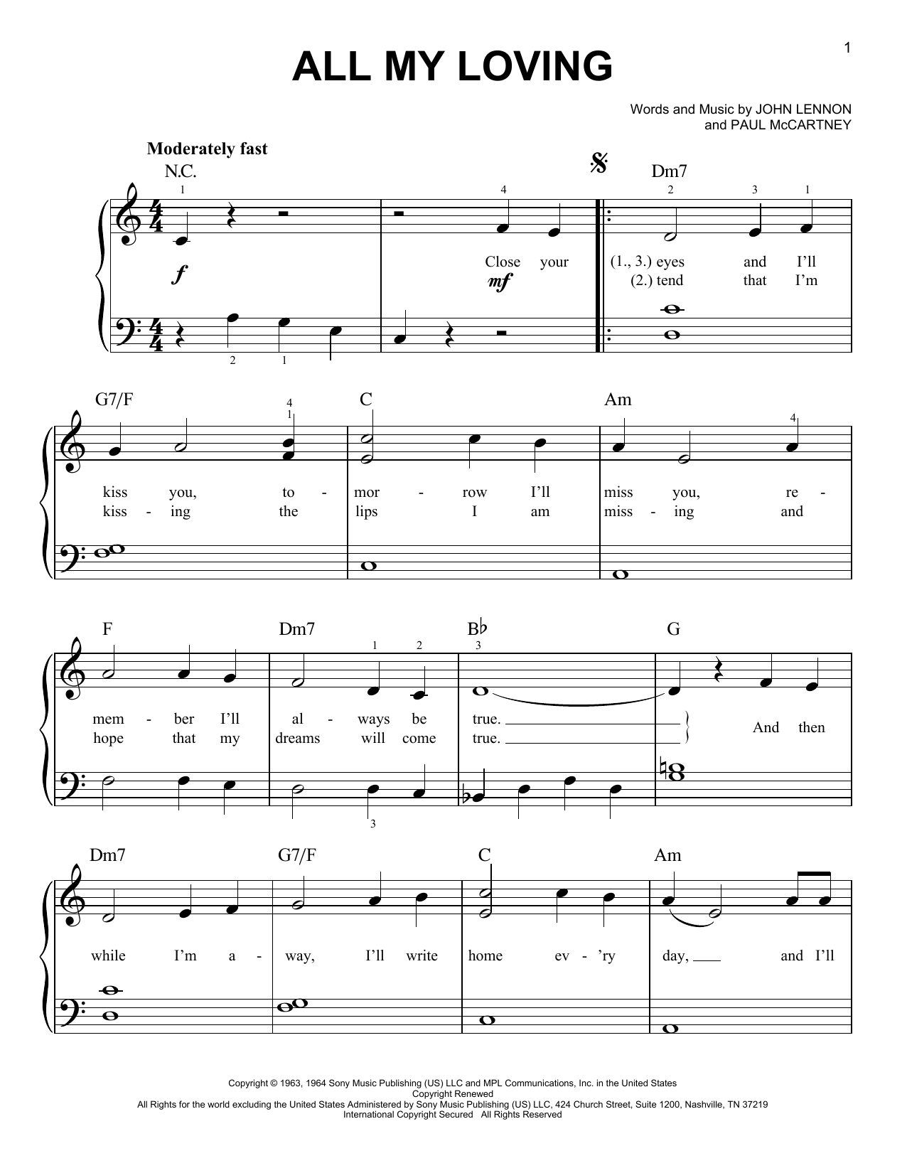 Produktgalerie: Seite 1 von 1 All My Loving, The Beatles, Klavier
