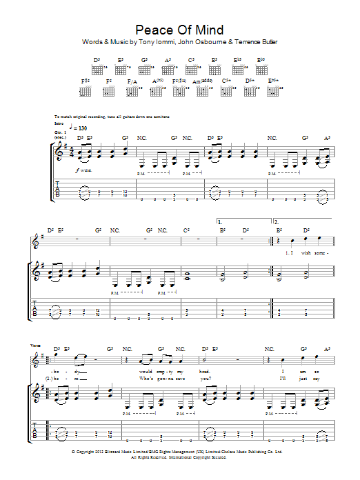 Produktgalerie: Seite 1 von 1 Peace Of Mind, Black Sabbath, Gitarre