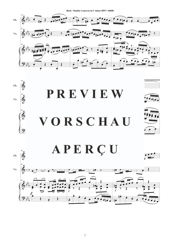 Produktgalerie: Seite 8 von 11 Doppel Konzert Oboe, Violine in C-Moll BWV 1060R, , Oboe, Violine und Klavier