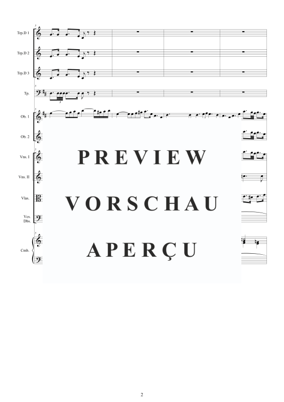 Produktgalerie: Seite 3 von 11 Orchester Suite Nr. 3 D-Dur BWV 1068, , Orchester 3 Trompeten, 3 Oboen, Pauken, Streicher und Cembalo BC