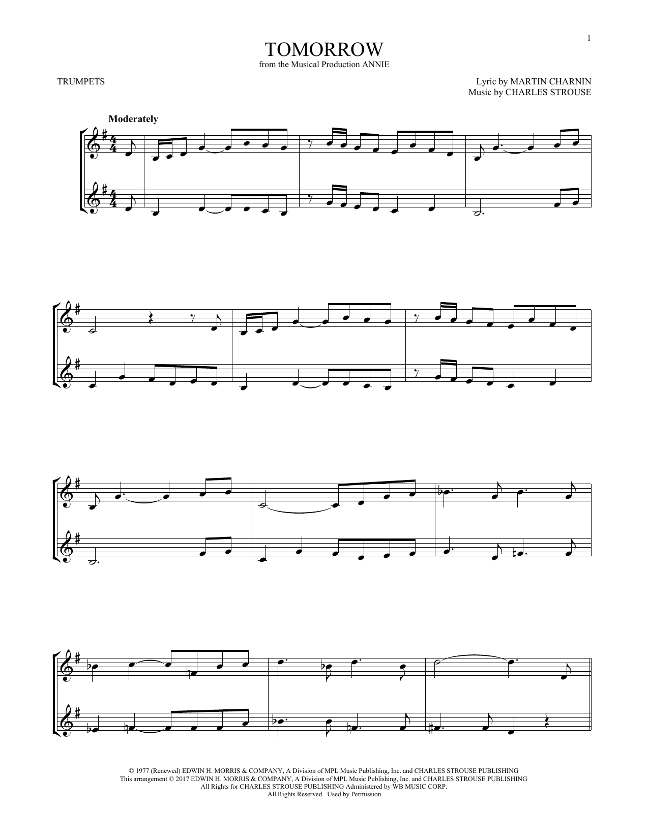 Produktgalerie: Seite 1 von 1 Tomorrow (from Annie), Charles Strouse, Trompete