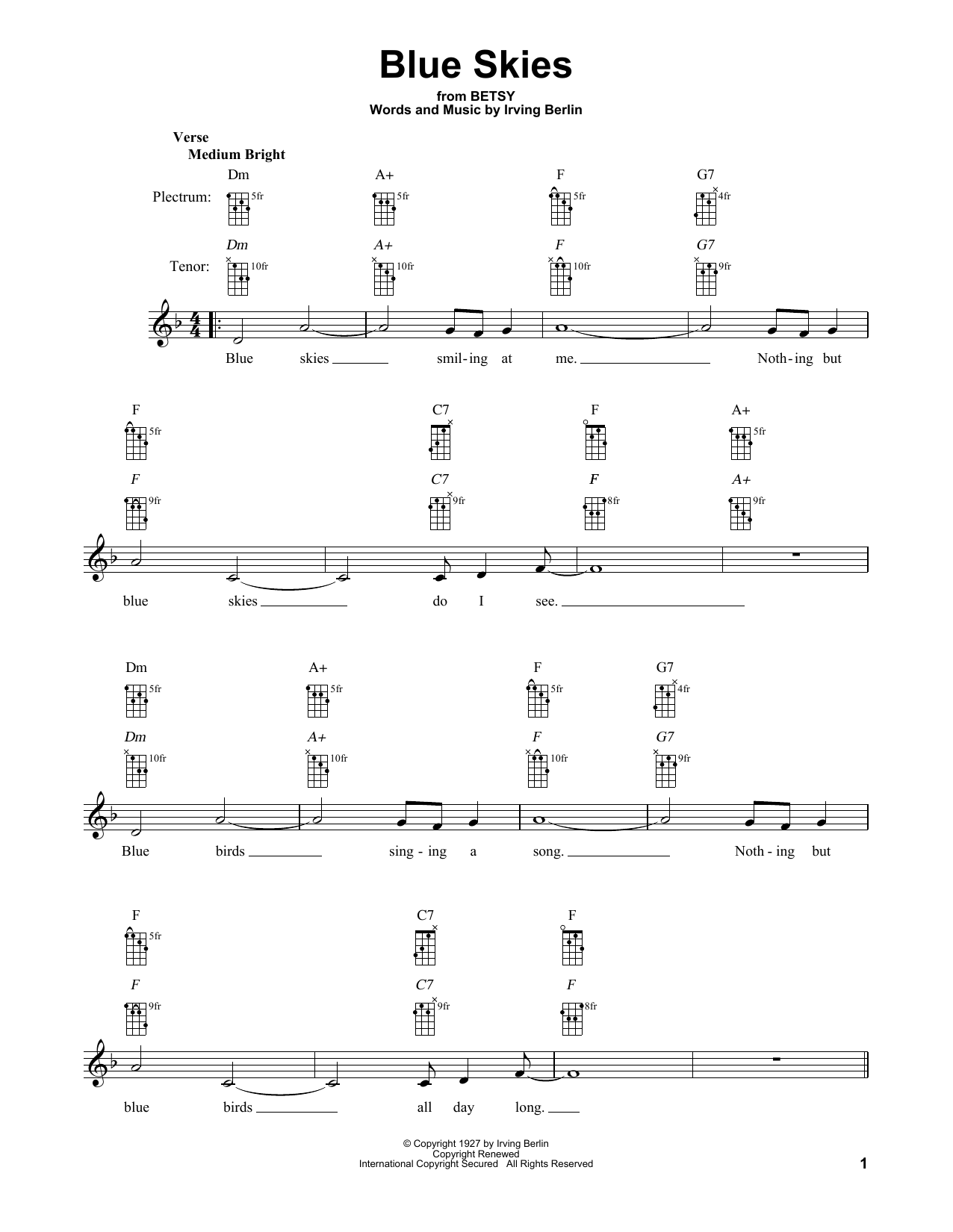 Produktgalerie: Seite 1 von 1 Blue Skies, Irving Berlin, Banjo