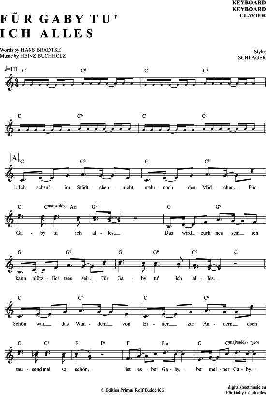Product gallery: Page 1 of 4 Für Gaby tu ich alles , Böttcher, Gerd, (Keyboard)
