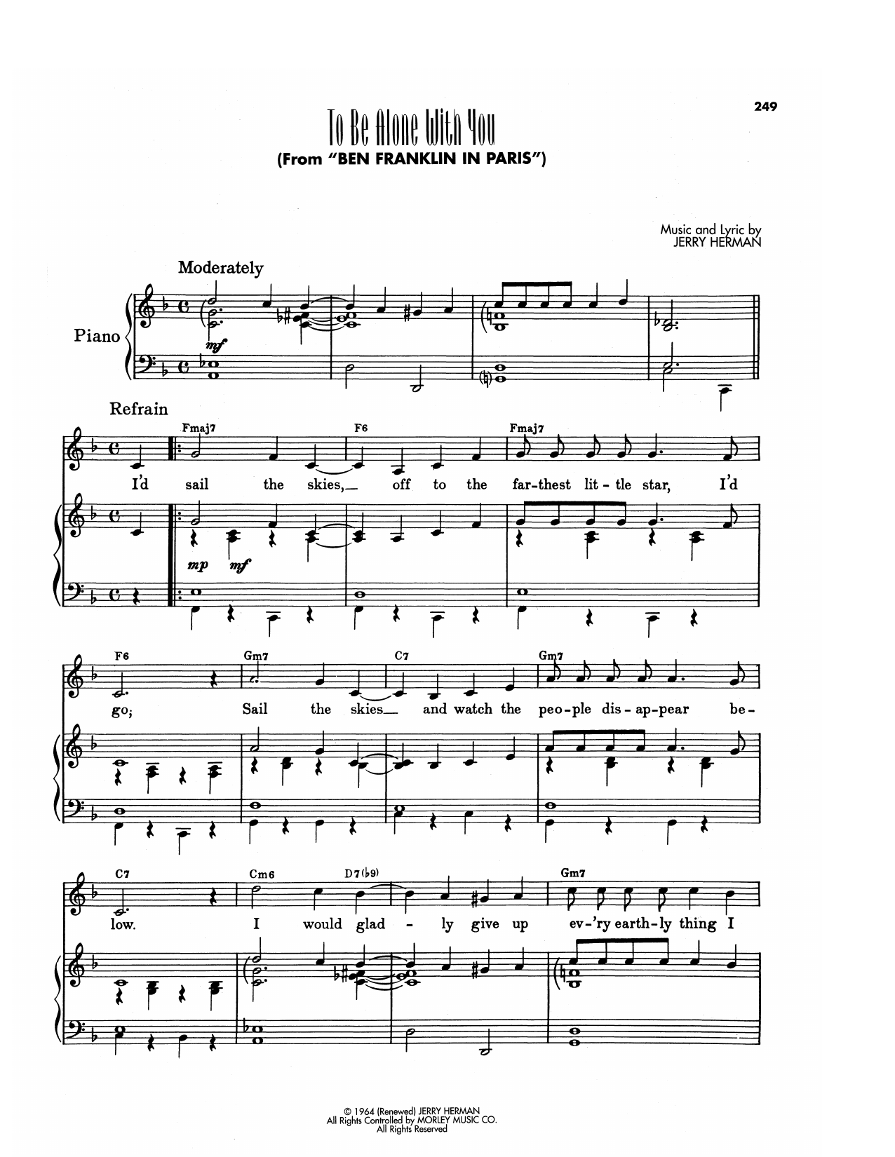 Produktgalerie: Seite 1 von 1 To Be Alone With You (from Ben Franklin In Paris), Jerry Herman, Gesang, Gitarre, Klavier