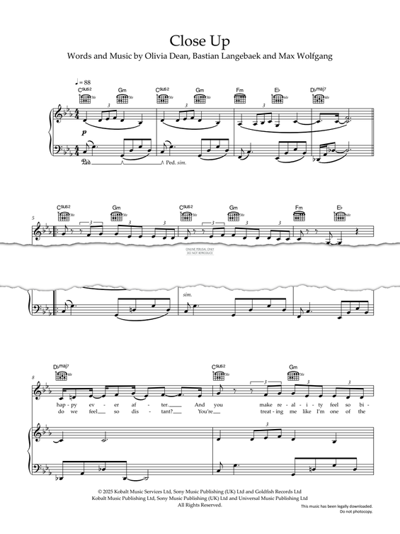 Produktgalerie: Seite 1 von 1 Close Up, Olivia Dean, Gesang, Gitarre, Klavier