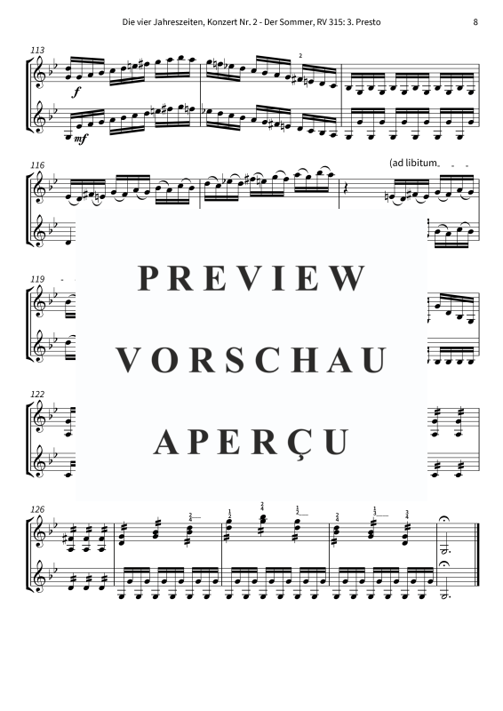 Produktgalerie: Seite 10 von 10 Die vier Jahreszeiten, Konzert Nr. 2 - Der Sommer - 3. Presto, The Twiolins, (Duett 2x Violine)