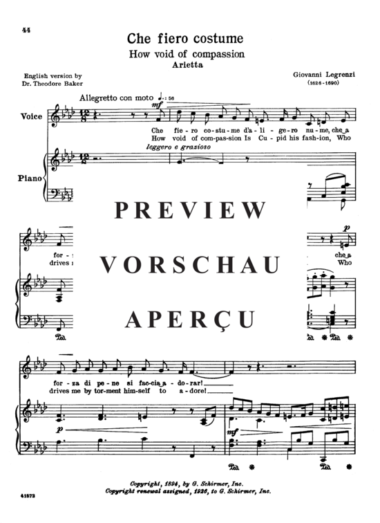 Product gallery: Page 2 of 6 Che fiero costume, Parisotti, Alessandro, Medium Voice and Piano