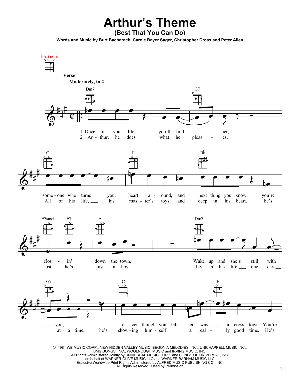 Product gallery: Page 1 of 1 Arthur's Theme (Best That You Can Do), Christopher Cross