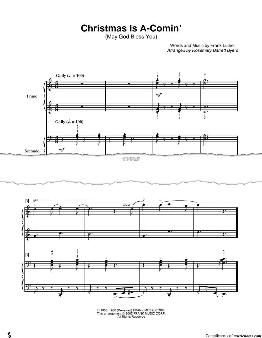 Produktgalerie: Seite 1 von 1 Christmas Is A Comin' (May God Bless You), Frank Luther, Klavier